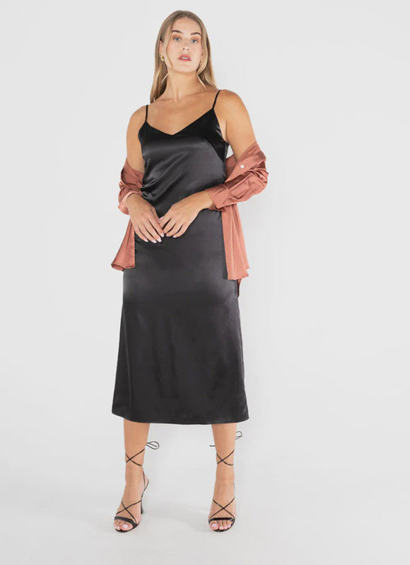 C'est Moi Long Satin Slip Dress #CED6105